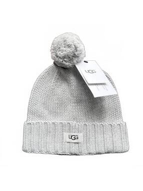 UGG Knit Pom Pom Beanie Hat Light Gray